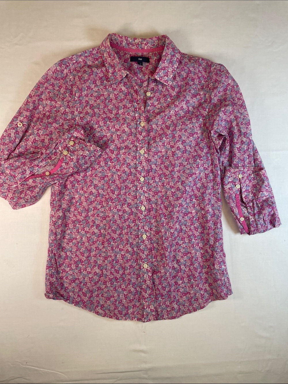 GAP Pink Floral-Print Button Down Shirt